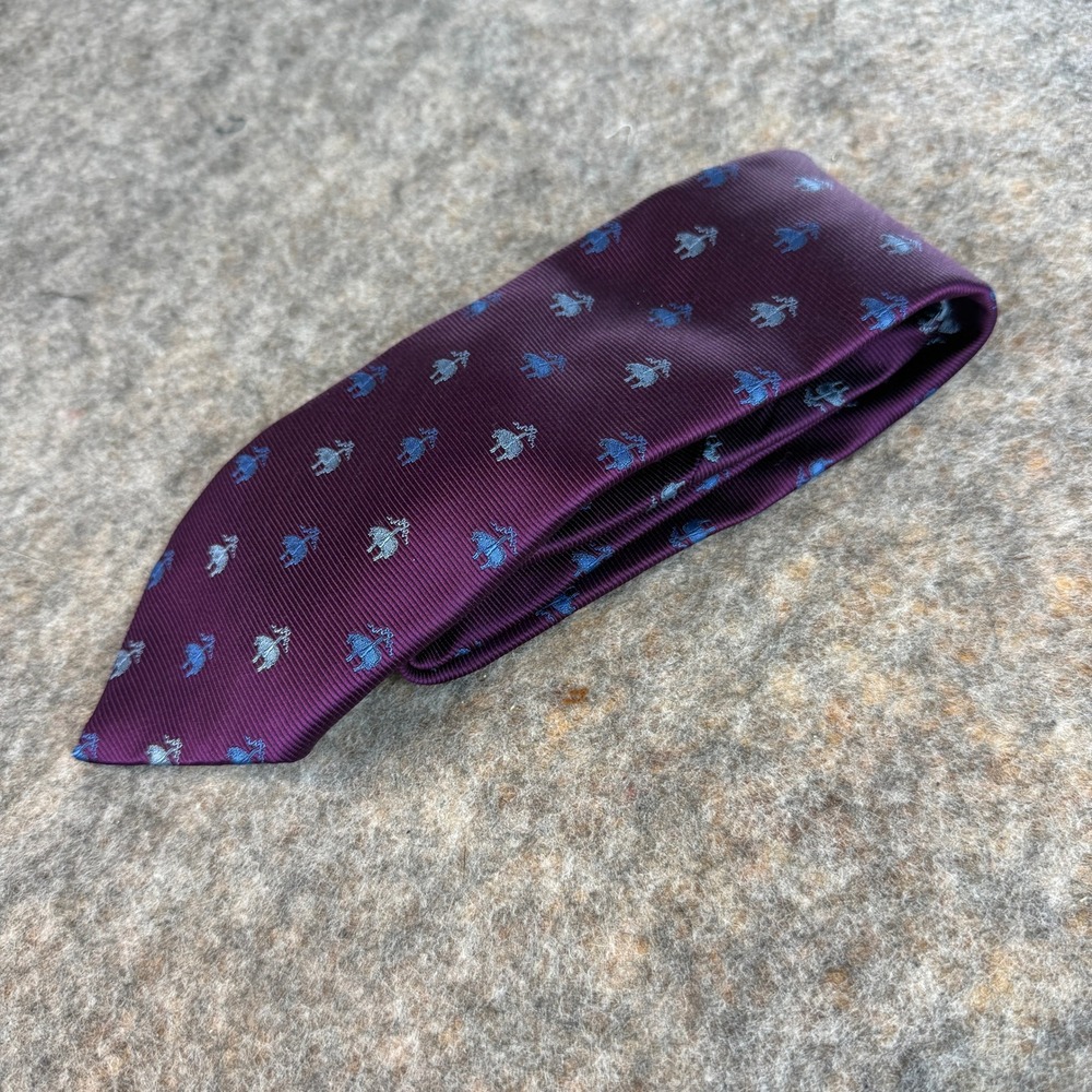 Brooks Brothers Tie Mens Purple Silk Golden Fleece Logo 346 Pigs Necktie 59" NWT